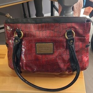 Simply Vera Vera Wang Croc-Embossed Red and Black Shoulder Bag
